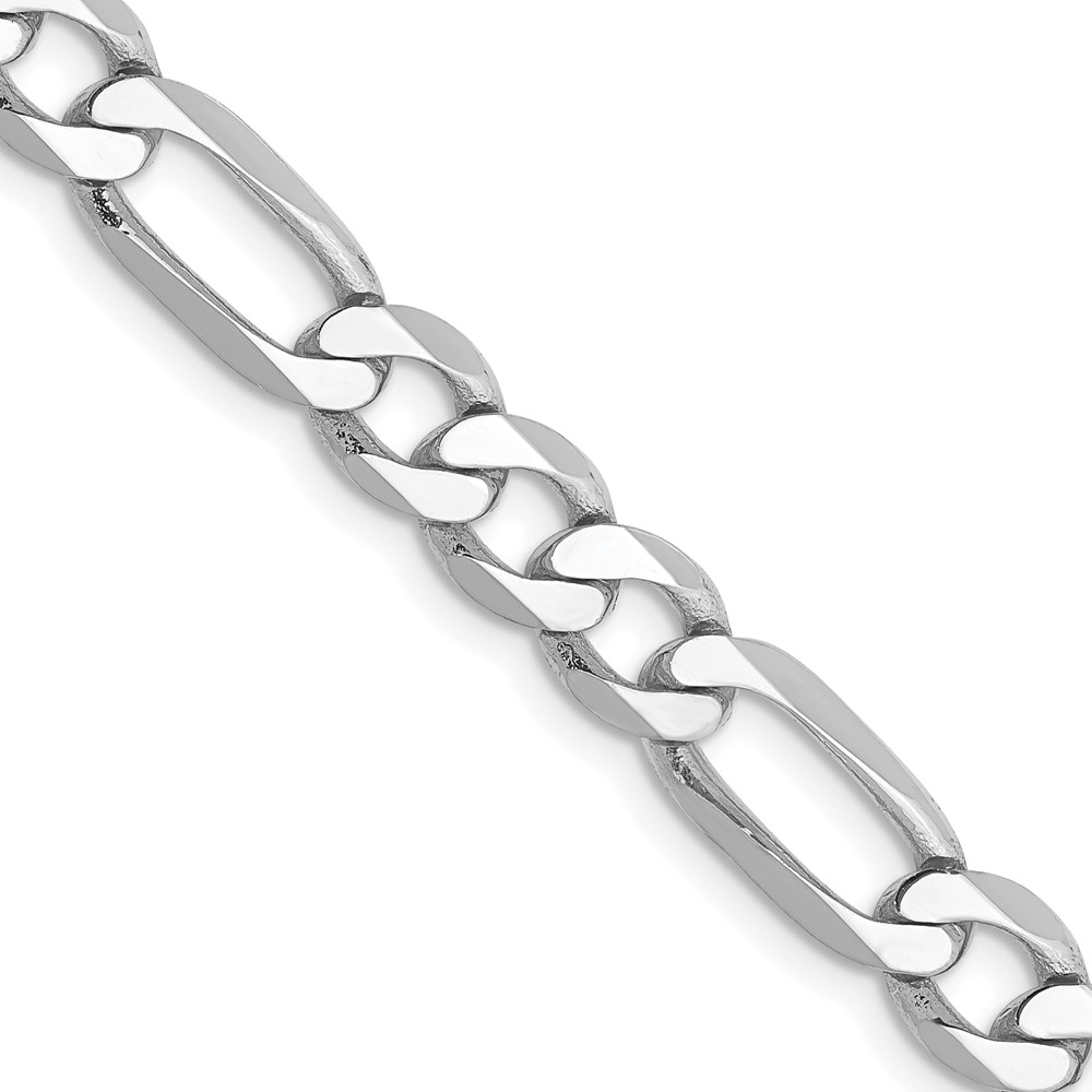 14K White Gold 24 inch 6mm Flat Figaro with Lobster Clasp Chain (WFIG160-24)