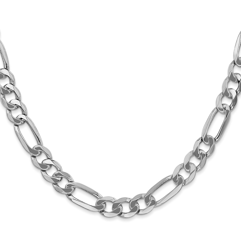 14K White Gold 22 inch 7mm Flat Figaro with Lobster Clasp Chain (WFIG180-22)