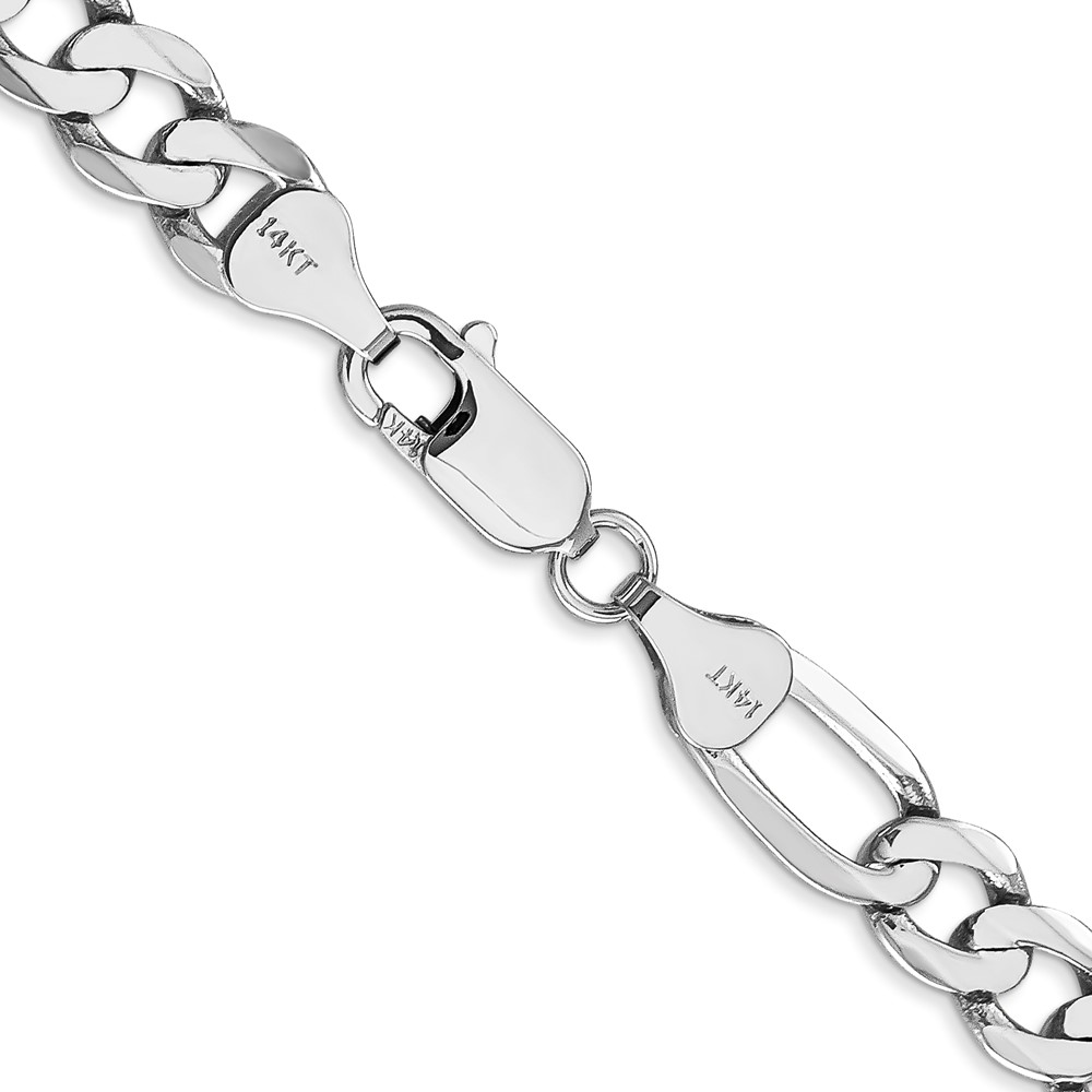 14K White Gold 22 inch 7mm Flat Figaro with Lobster Clasp Chain (WFIG180-22)