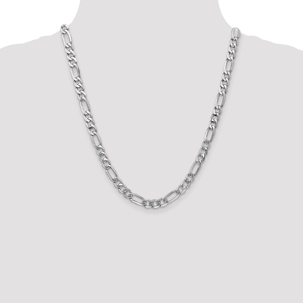 14K White Gold 22 inch 7mm Flat Figaro with Lobster Clasp Chain (WFIG180-22)