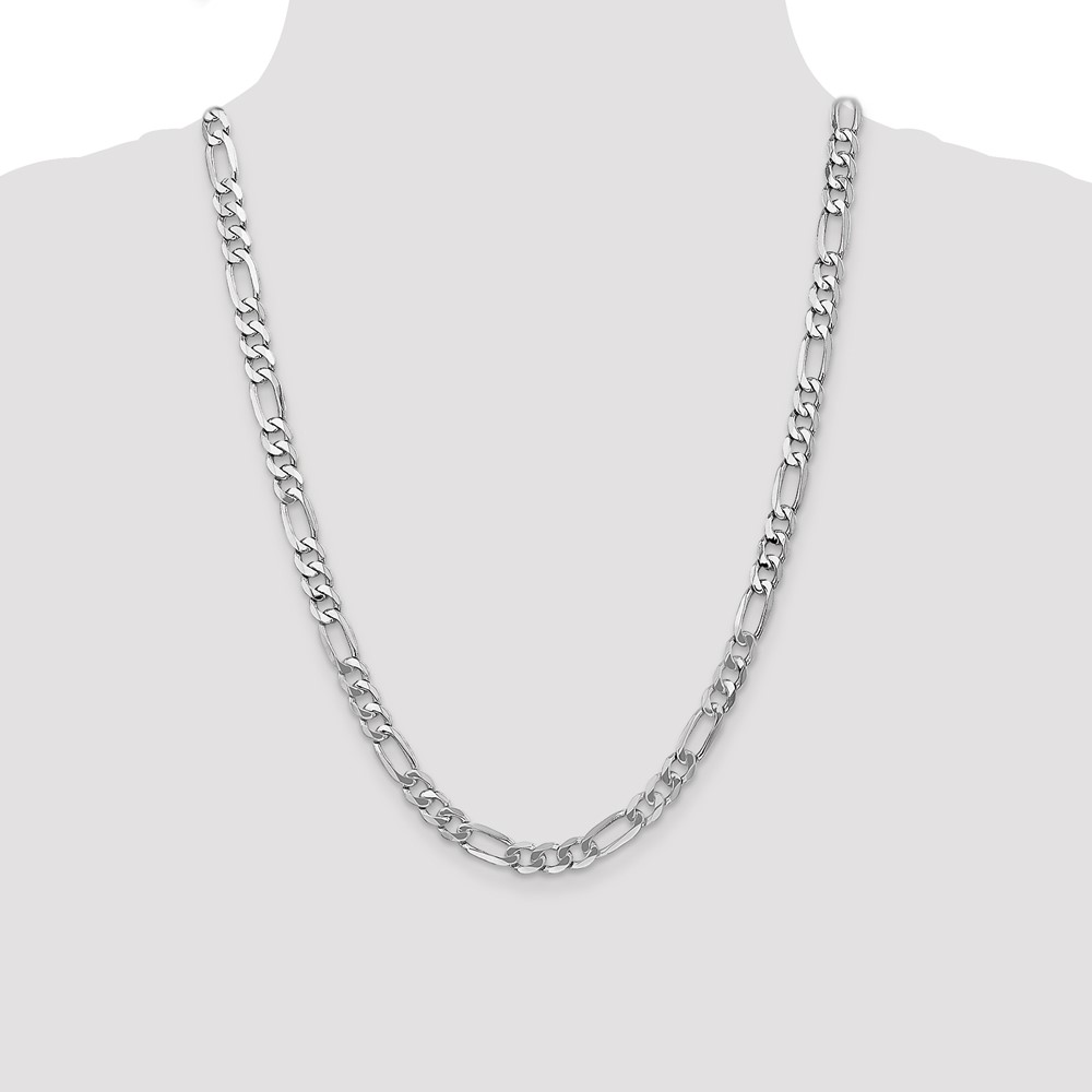 14K White Gold 24 inch 7mm Flat Figaro with Lobster Clasp Chain (WFIG180-24)