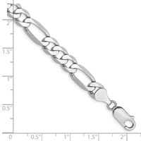 14K White Gold 7mm Flat Figaro Bracelet with Lobster Clasp, 8" view 2