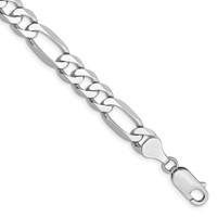 14K White Gold 7mm Flat Figaro Bracelet with Lobster Clasp, 8" view 1