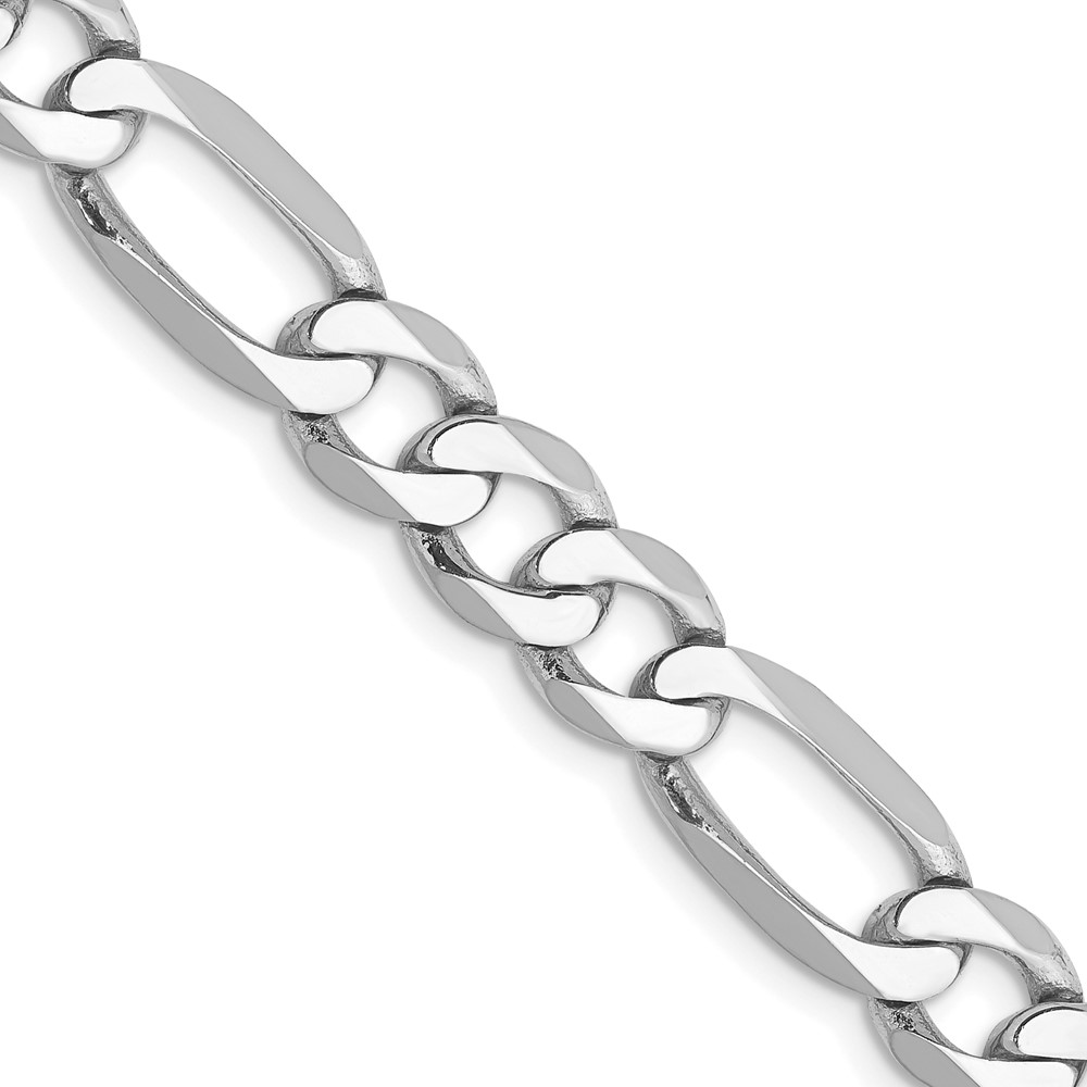 14K White Gold 24 inch 7mm Flat Figaro with Lobster Clasp Chain (WFIG180-24)