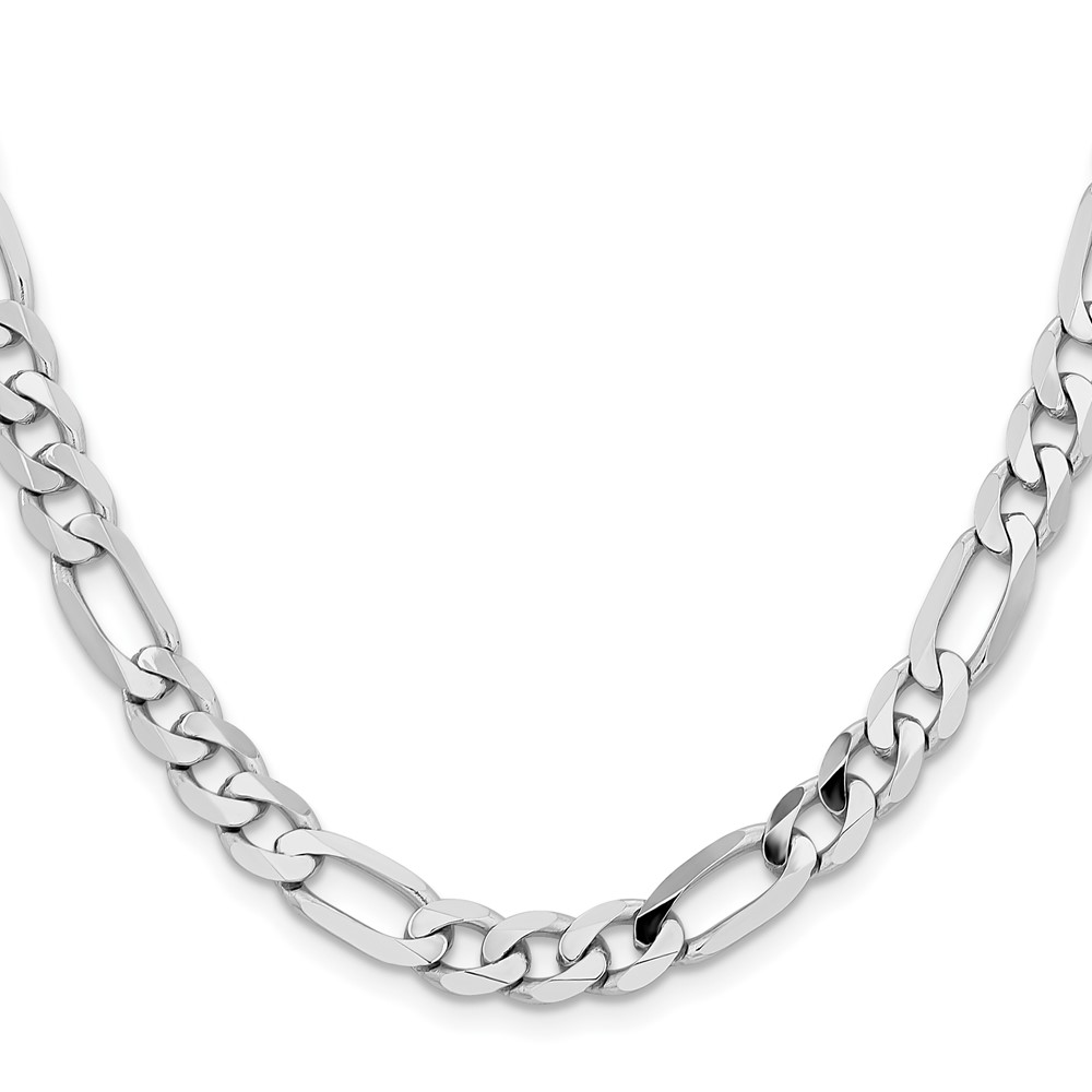 14K White Gold 20 inch 7.5mm Flat Figaro with Lobster Clasp Chain (WFIG200-20)