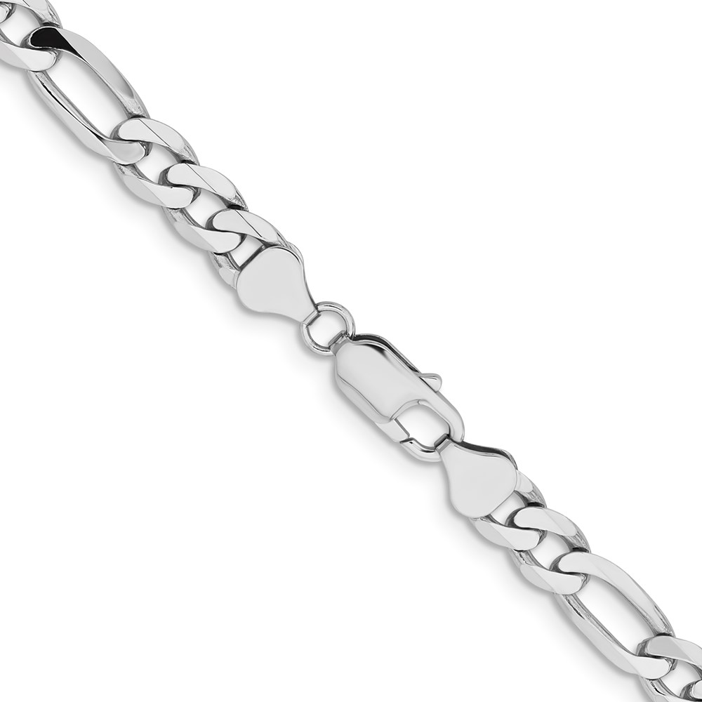 14K White Gold 20 inch 7.5mm Flat Figaro with Lobster Clasp Chain (WFIG200-20)