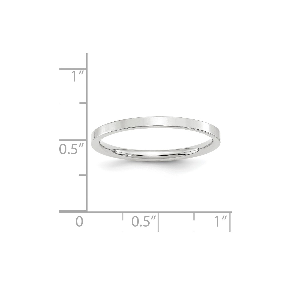 10k White Gold 2mm Standard Weight Flat Comfort Fit Wedding Band Size 6.5 (1WFLC020-6.5)