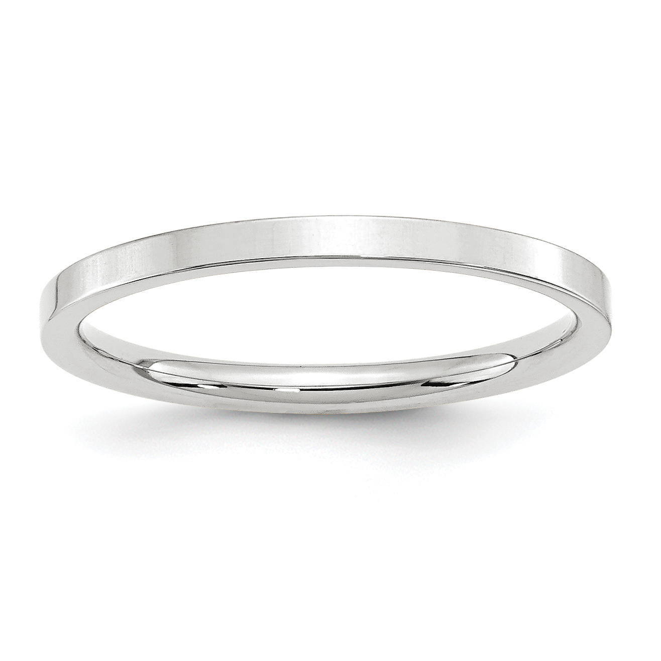 10k White Gold 2mm Standard Weight Flat Comfort Fit Wedding Band Size 6.5 (1WFLC020-6.5)