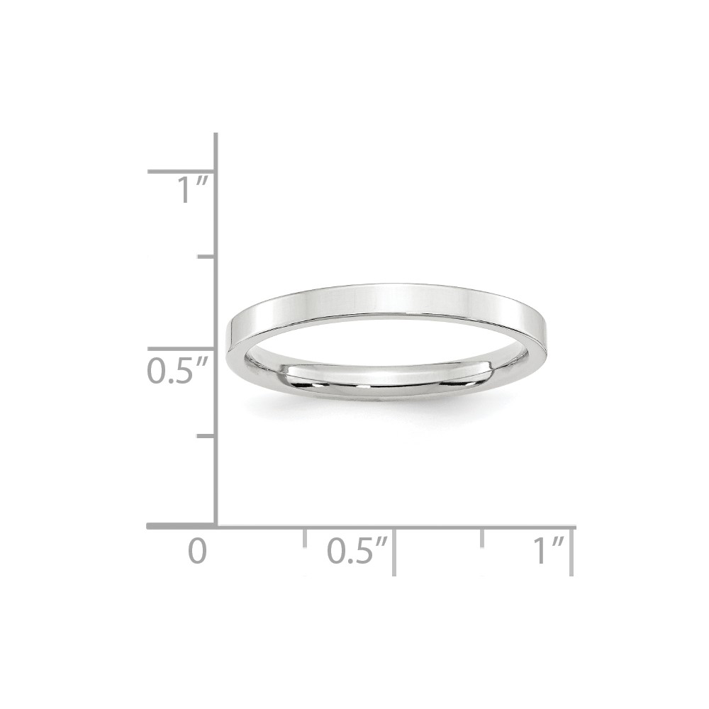 14k White Gold 2.5mm Standard Weight Flat Comfort Fit Wedding Band Size 6 (WFLC025-6)