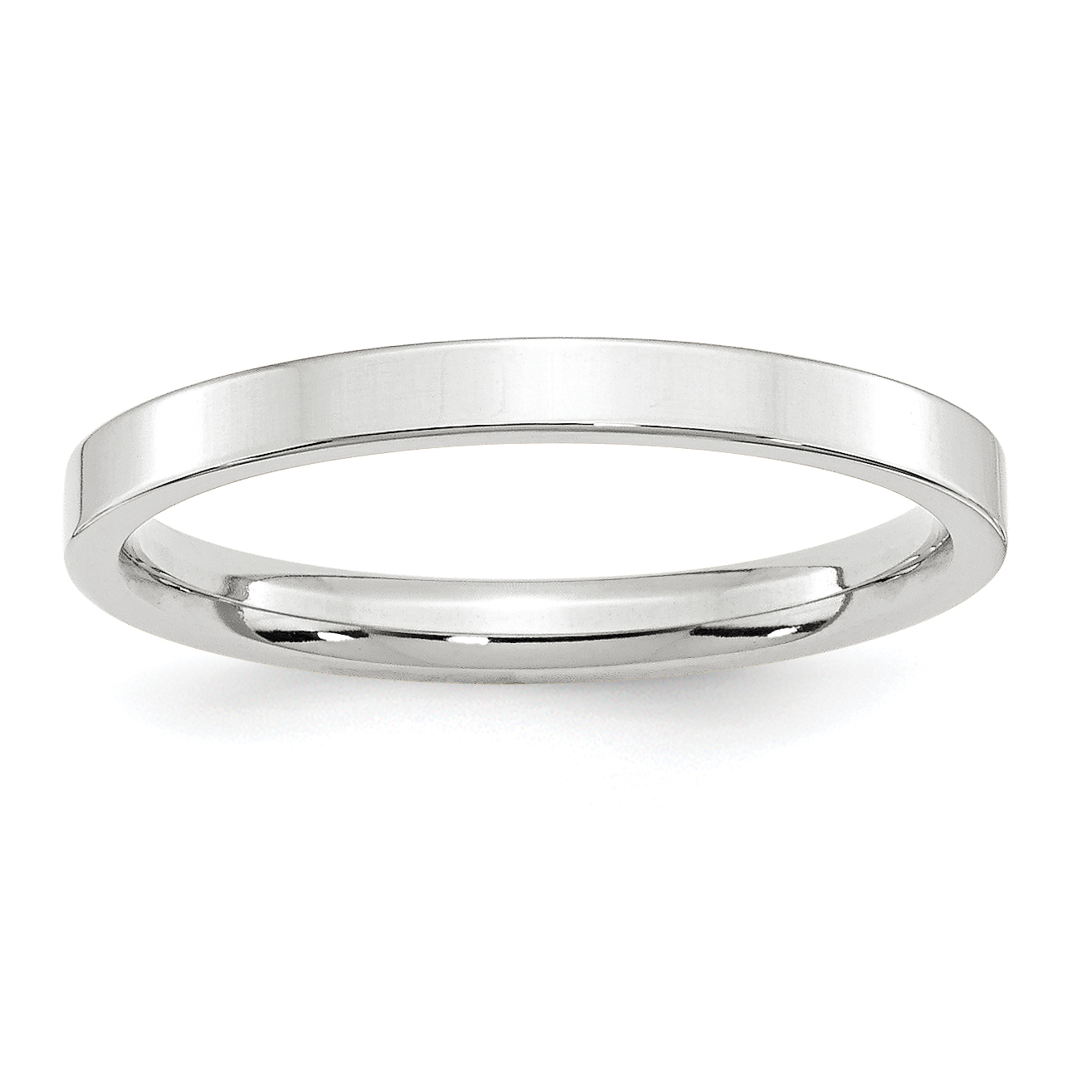 14k White Gold 2.5mm Standard Weight Flat Comfort Fit Wedding Band Size 5.5 (WFLC025-5.5)