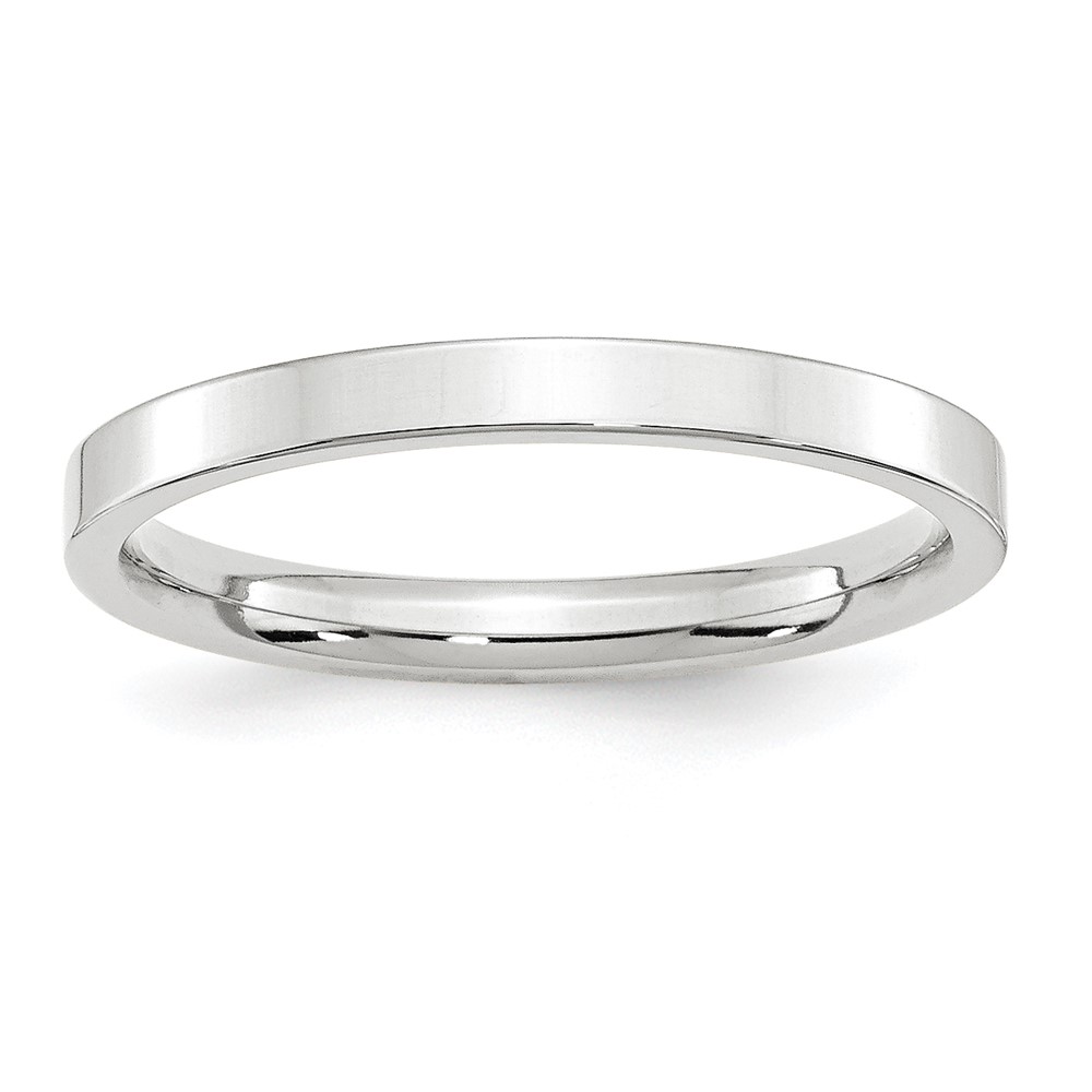 14k White Gold 2.5mm Standard Weight Flat Comfort Fit Wedding Band Size 5.5 (WFLC025-5.5)