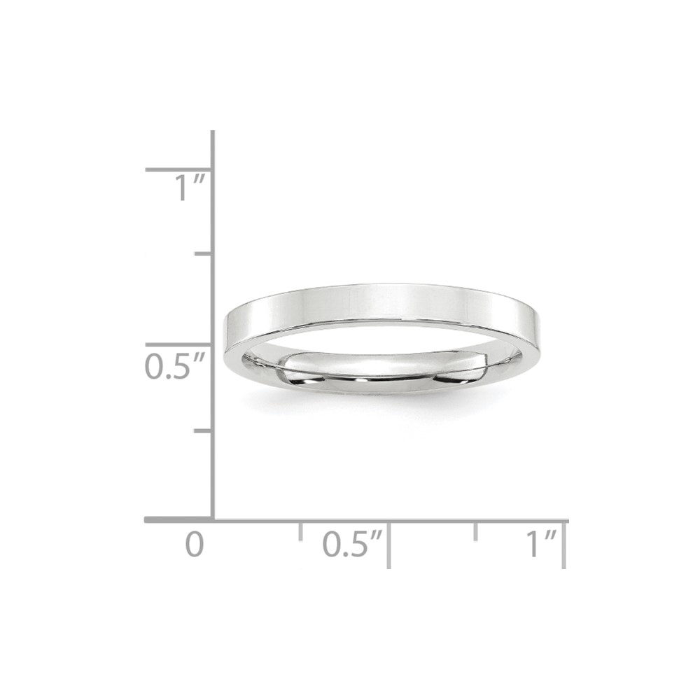 10k White Gold 3mm Standard Weight Flat Comfort Fit Wedding Band Size 10 (1WFLC030-10)
