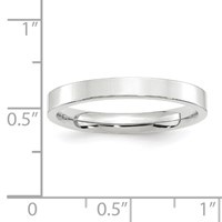 14K White Gold 3mm Standard Weight Flat Comfort Fit Wedding Band view 4