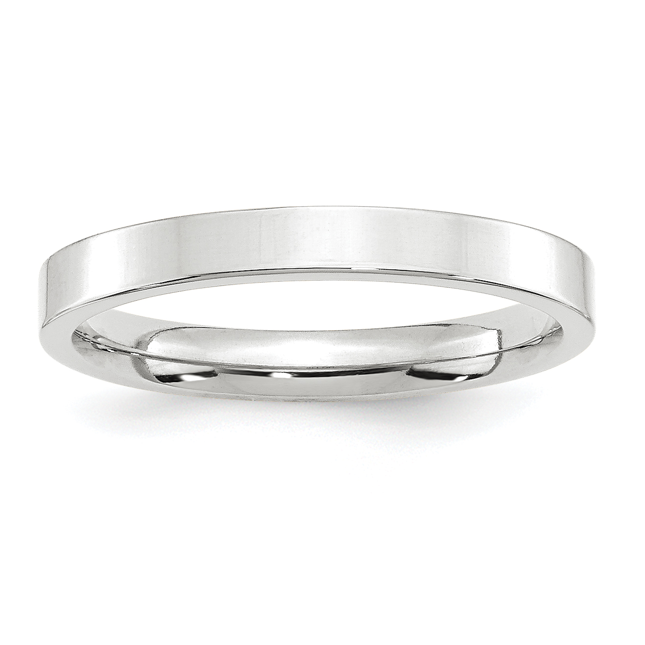 10k White Gold 3mm Standard Weight Flat Comfort Fit Wedding Band Size 10 (1WFLC030-10)