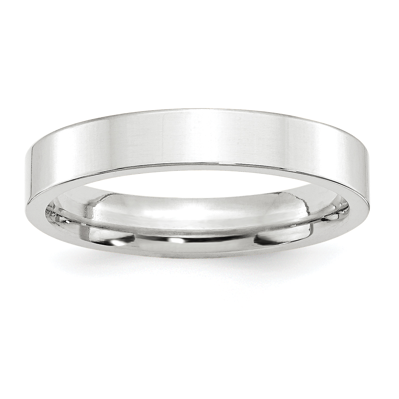 10k White Gold 4mm Standard Weight Flat Comfort Fit Wedding Band Size 10 (1WFLC040-10)