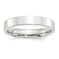 10K White Gold 4mm Standard Weight Flat Comfort Fit Wedding Band view 1