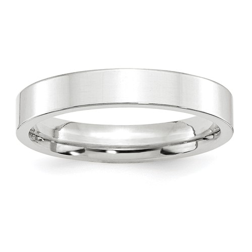 10K White Gold 4mm Standard Weight Flat Comfort Fit Wedding Band, Size 7