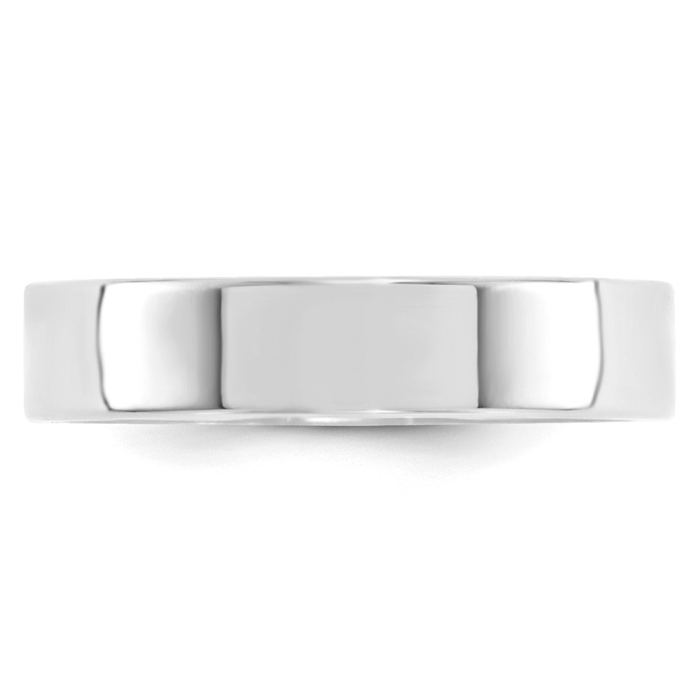 10k White Gold 5mm Standard Weight Flat Comfort Fit Wedding Band Size 9.5 (1WFLC050-9.5)