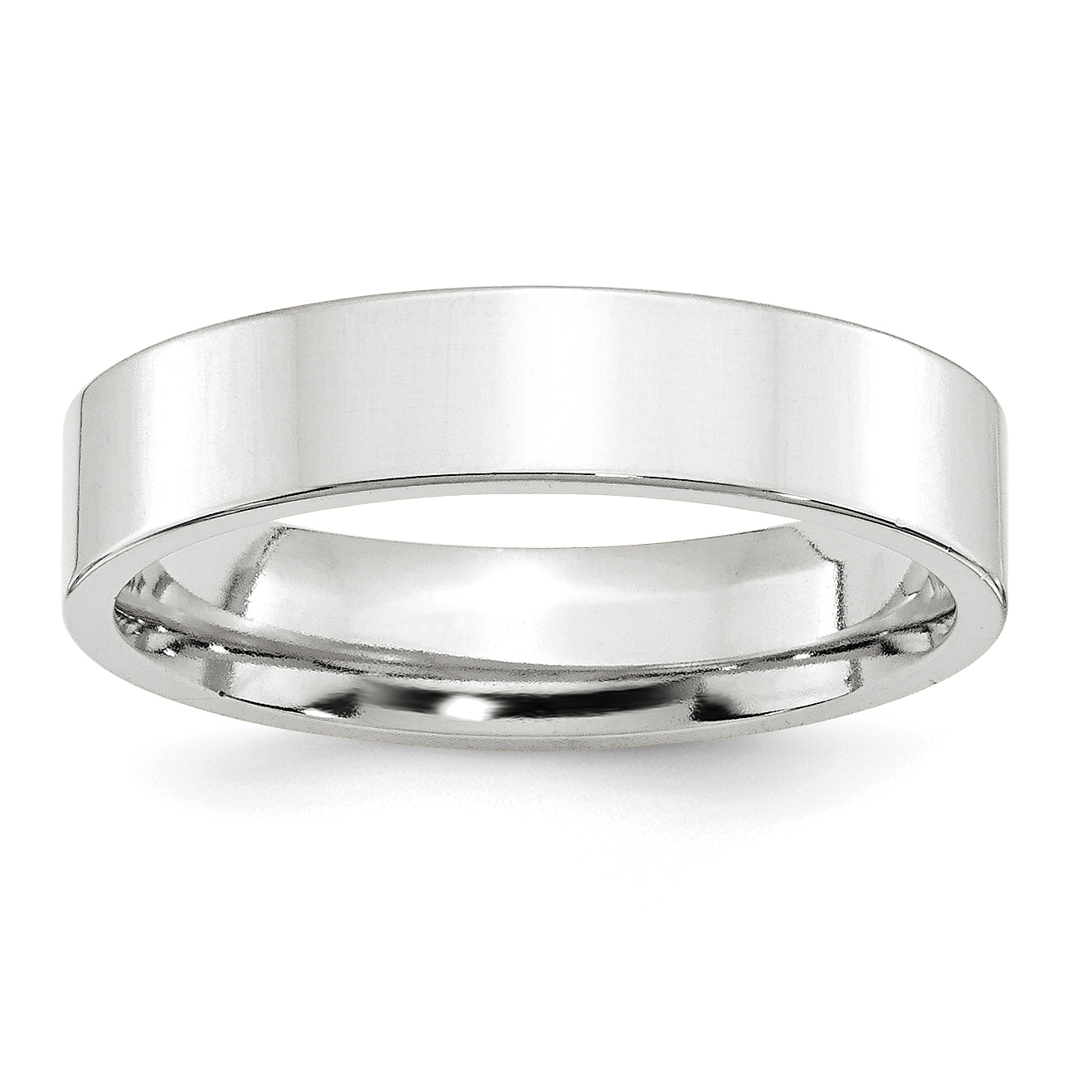 10k White Gold 5mm Standard Weight Flat Comfort Fit Wedding Band Size 9.5 (1WFLC050-9.5)