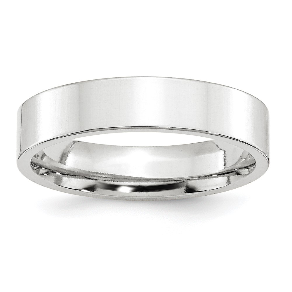 10k White Gold 5mm Standard Weight Flat Comfort Fit Wedding Band Size 9.5 (1WFLC050-9.5)