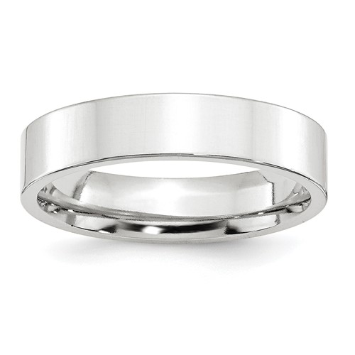 10K White Gold 5mm Standard Weight Flat Comfort Fit Wedding Band, Size 6