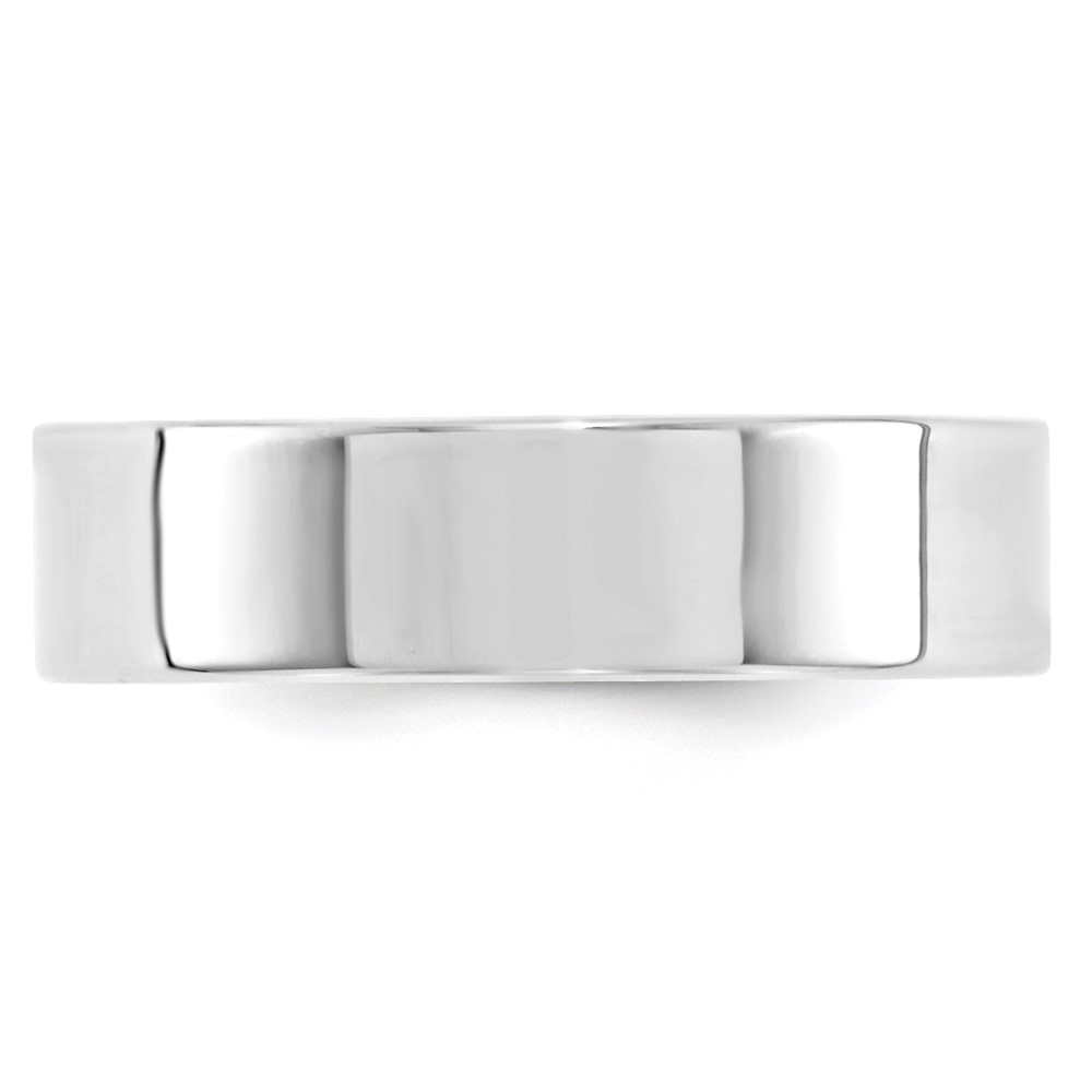 14k White Gold 6mm Standard Weight Flat Comfort Fit Wedding Band Size 10 (WFLC060-10)