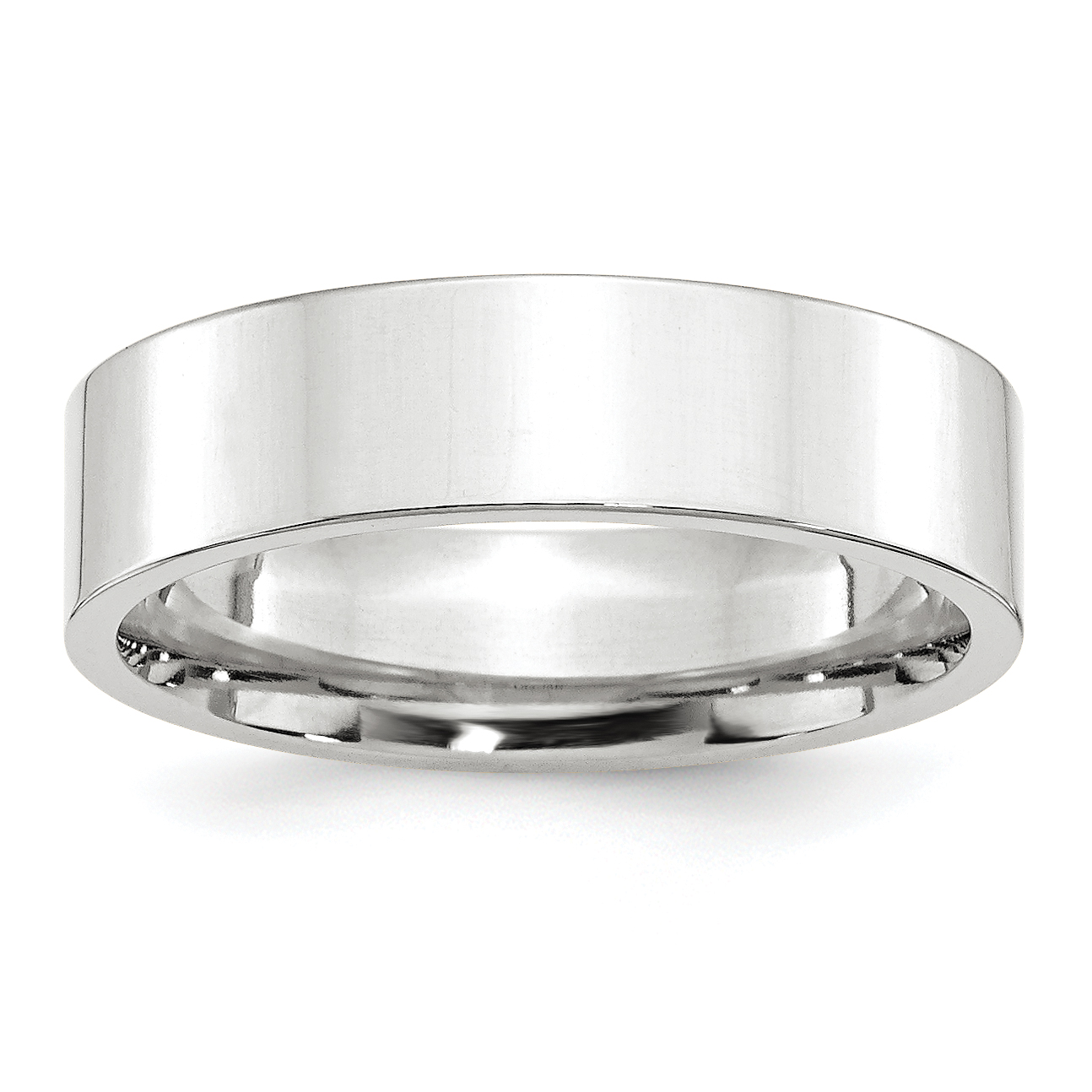 14k White Gold 6mm Standard Weight Flat Comfort Fit Wedding Band Size 10 (WFLC060-10)