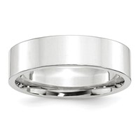 10K White Gold 6mm Standard Weight Flat Comfort Fit Wedding Band view 1
