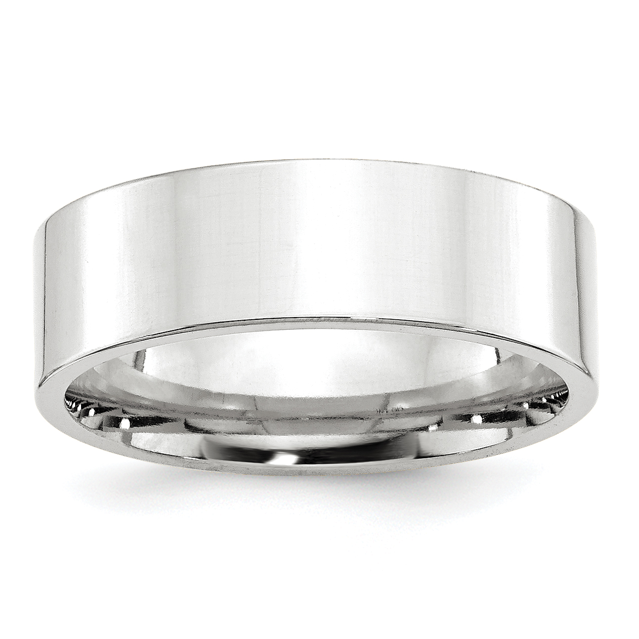 14k White Gold 7mm Standard Weight Flat Comfort Fit Wedding Band Size 11 (WFLC070-11)
