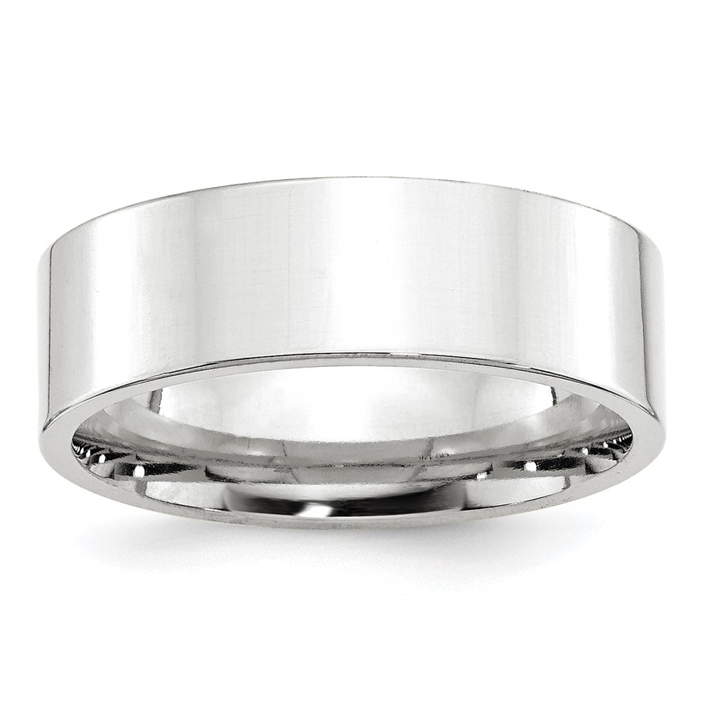 14k White Gold 7mm Standard Weight Flat Comfort Fit Wedding Band Size 11 (WFLC070-11)