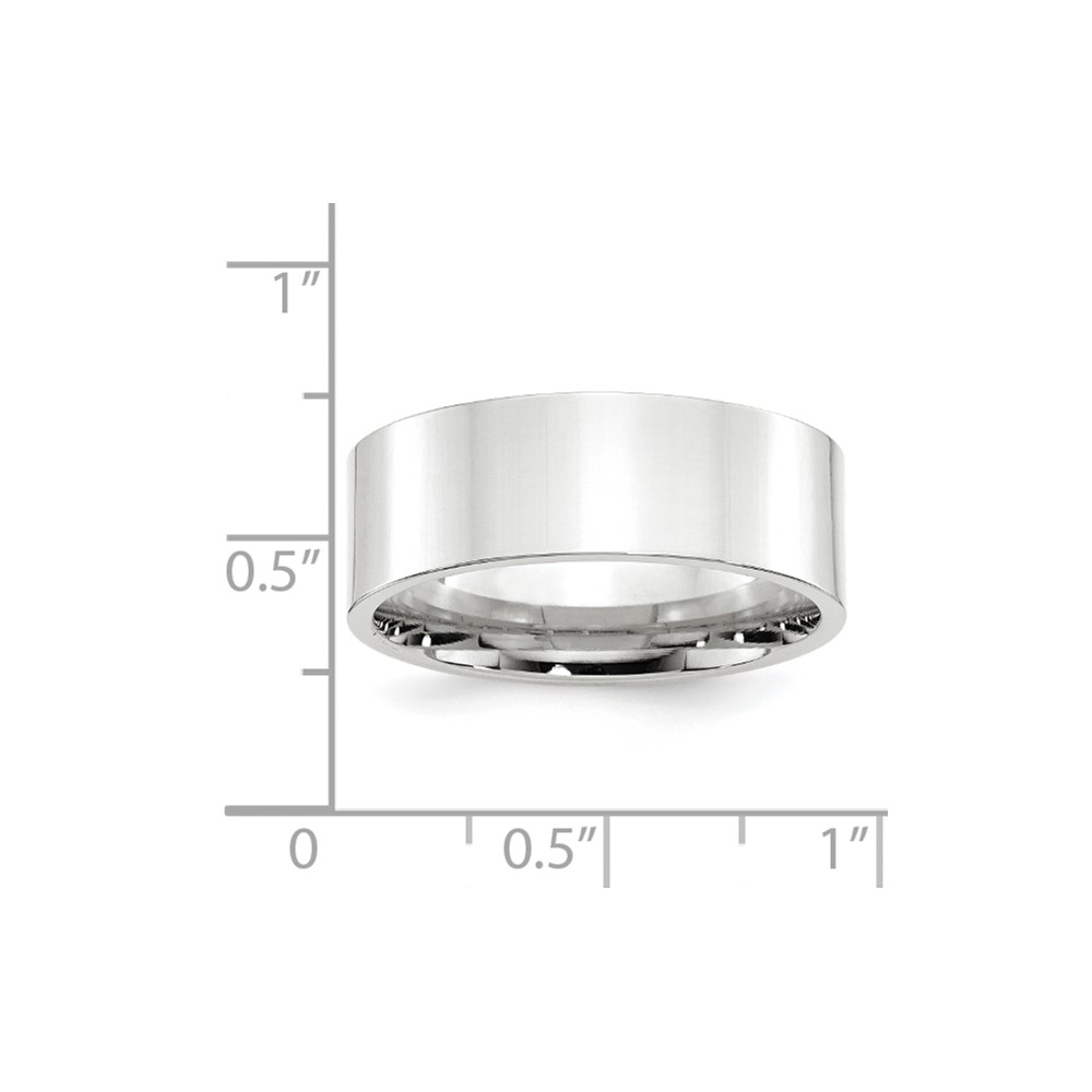 14k White Gold 8mm Standard Weight Flat Comfort Fit Wedding Band Size 8.5 (WFLC080-8.5)