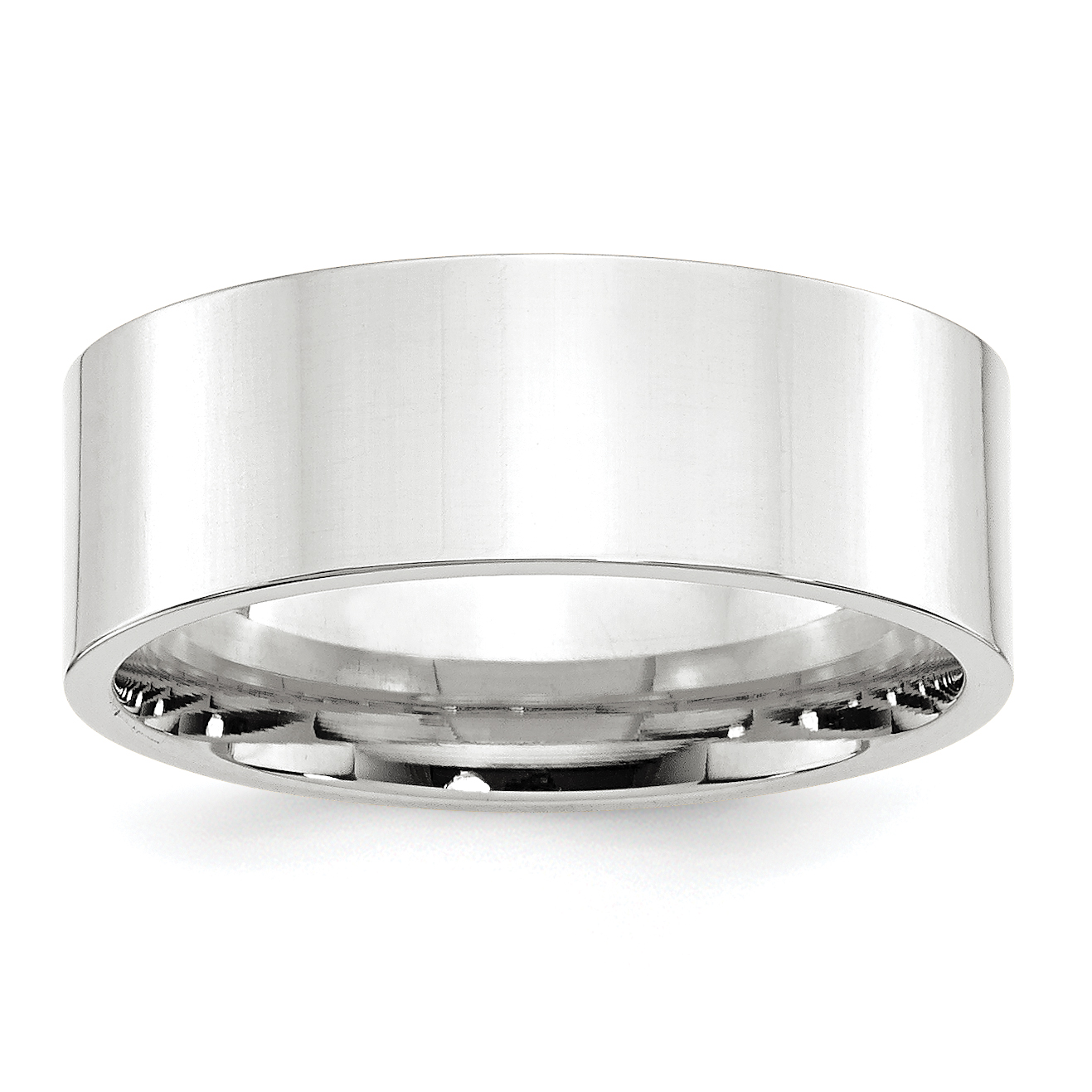 14k White Gold 8mm Standard Weight Flat Comfort Fit Wedding Band Size 8.5 (WFLC080-8.5)
