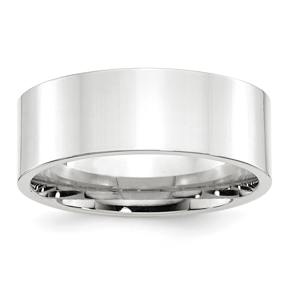14k White Gold 8mm Standard Weight Flat Comfort Fit Wedding Band Size 8.5 (WFLC080-8.5)