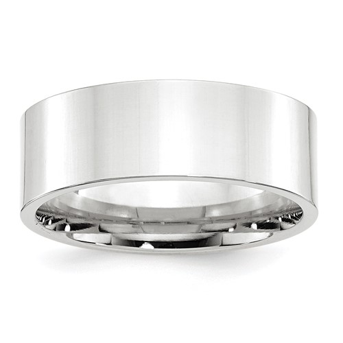 14K White Gold 8mm Standard Weight Flat Comfort Fit Wedding Band, Size 7