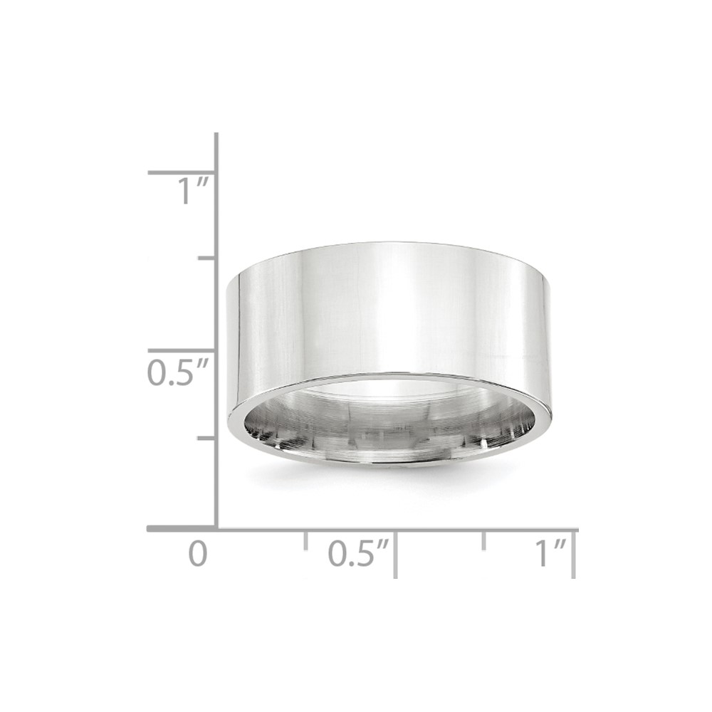 10k White Gold 10mm Standard Weight Flat Comfort Fit Wedding Band Size 8.5 (1WFLC100-8.5)