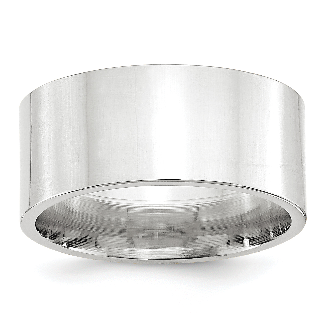 10k White Gold 10mm Standard Weight Flat Comfort Fit Wedding Band Size 8.5 (1WFLC100-8.5)