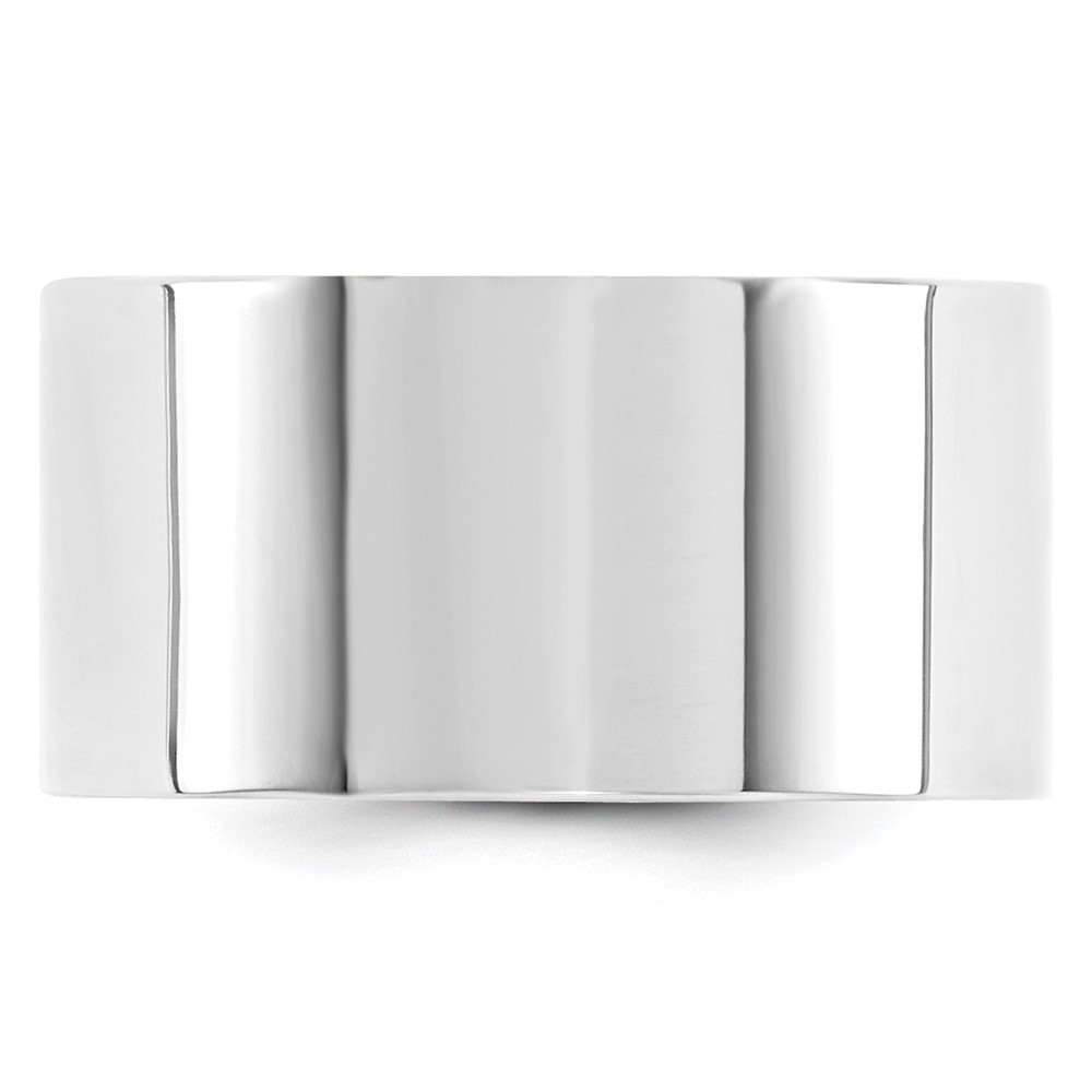 10k White Gold 12mm Standard Weight Flat Comfort Fit Wedding Band Size 8 (1WFLC120-8)
