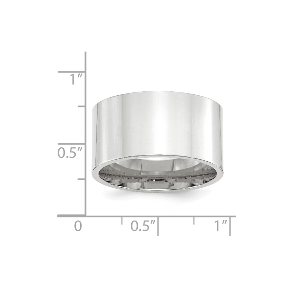 10k White Gold 12mm Standard Weight Flat Comfort Fit Wedding Band Size 8 (1WFLC120-8)