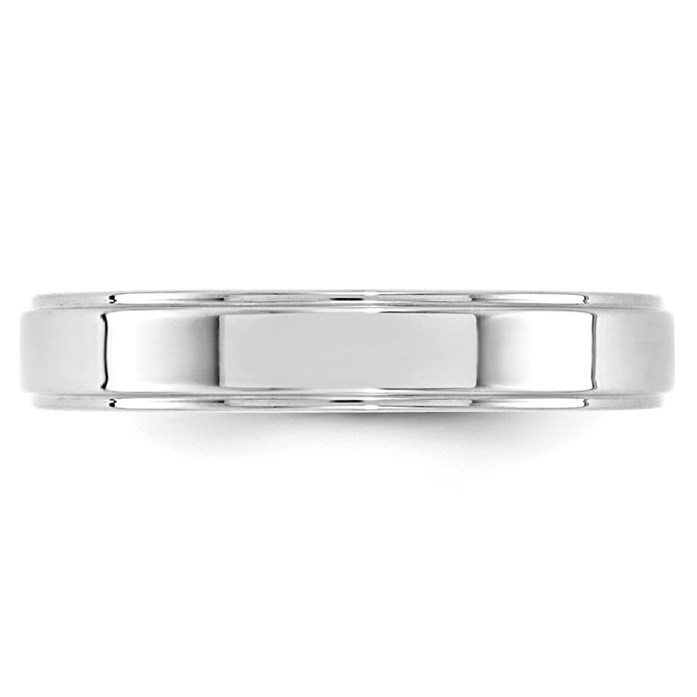 10k White Gold 4mm Flat with Step Edge Wedding Band Size 9.5 (1WFLE040-9.5)