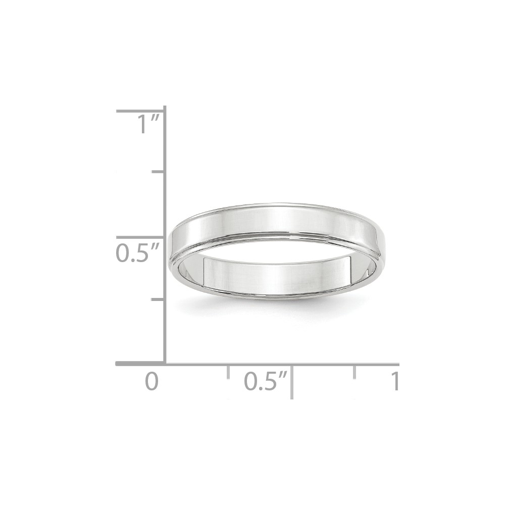 10k White Gold 4mm Flat with Step Edge Wedding Band Size 9.5 (1WFLE040-9.5)