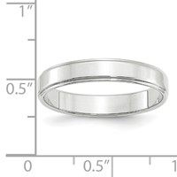 14K White Gold 4mm Flat Band with Step Edge Wedding view 4