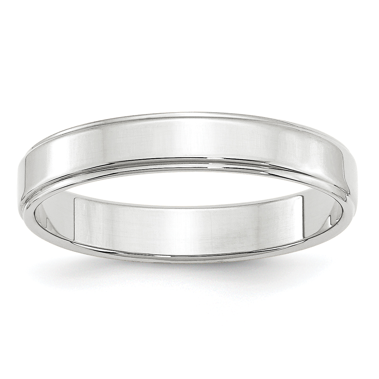 10k White Gold 4mm Flat with Step Edge Wedding Band Size 10.5 (1WFLE040-10.5)