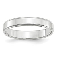 14K White Gold 4mm Flat Band with Step Edge Wedding view 1