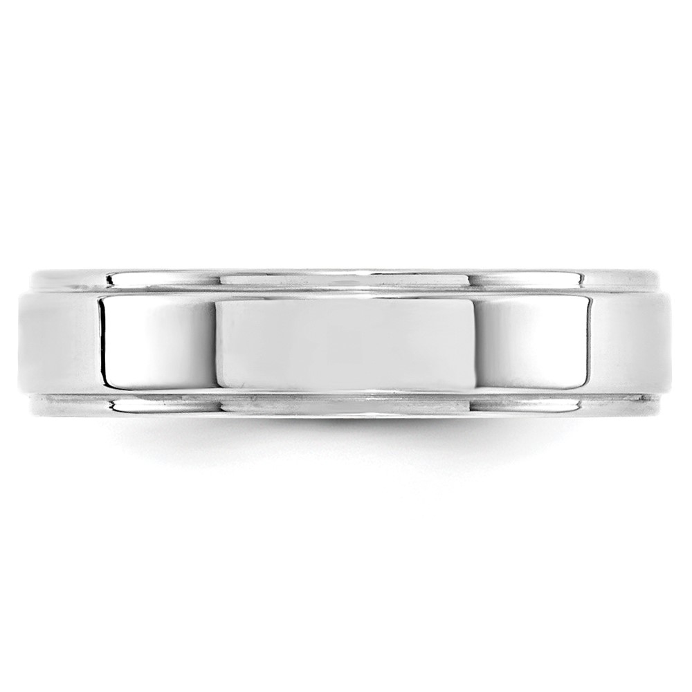 10k White Gold 5mm Flat with Step Edge Wedding Band Size 9.5 (1WFLE050-9.5)