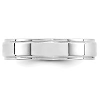14K White Gold 5mm Flat Band with Step Edge Wedding - Size 6 view 2