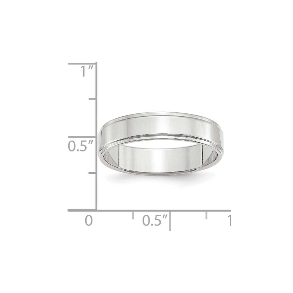 10k White Gold 5mm Flat with Step Edge Wedding Band Size 9.5 (1WFLE050-9.5)