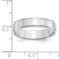 14K White Gold 5mm Flat Band with Step Edge Wedding - Size 6 view 3