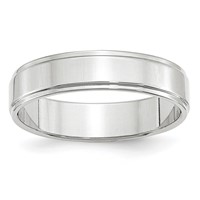 14K White Gold 5mm Flat Band with Step Edge Wedding - Size 6 view 1