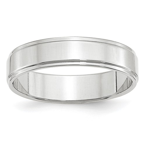 10k White Gold 5mm Flat with Step Edge Wedding Band Size 8