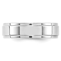 14K White Gold 6mm Flat Band with Step Edge Wedding - Size 4 view 2
